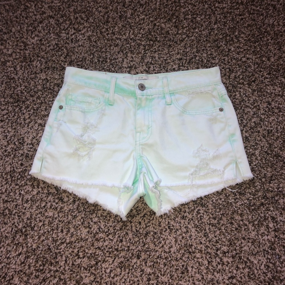 Light turquoise acid wash A & Fitch Shorts